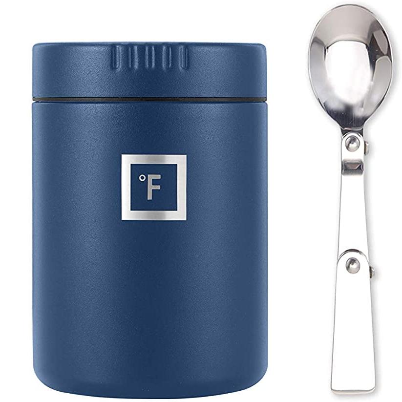 Thermos for Hot Food & Soup - 16 Oz Insulated Food Jar with Foldable Spoon - Leak Proof, Stainless Steel, Storage, Canteen, Double Walled - 16 Oz - Twilight Blue