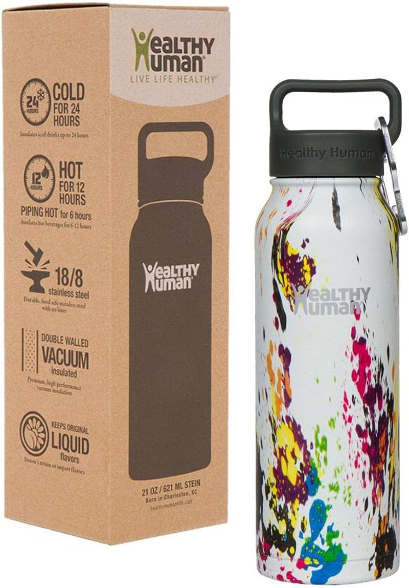 Stainless Steel Water Bottle | Double Walled Vacuum Insulated Water Thermos for Adults | Eco-Friendly Travel Bottles with Leak Proof Lid (Art Deco, 16 Oz/ 473 ML)